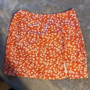 SHEIN Orange Pencil Mini Skirt with Slit
